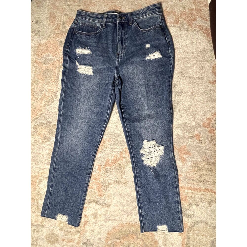 NWT Sam Edelman High Rise Straight Crop Jeans Size 8 / 29 Distressed Denim - Picture 2 of 11